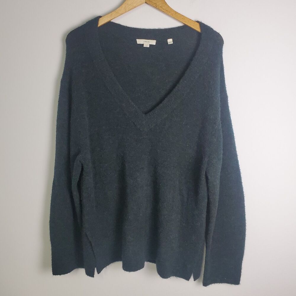 Vince Merino Wool Alpaca Blend V-Neck Sweater - Size Large